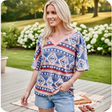 Ashlyn’s American Pride Aztec Star Mix Dolman Top