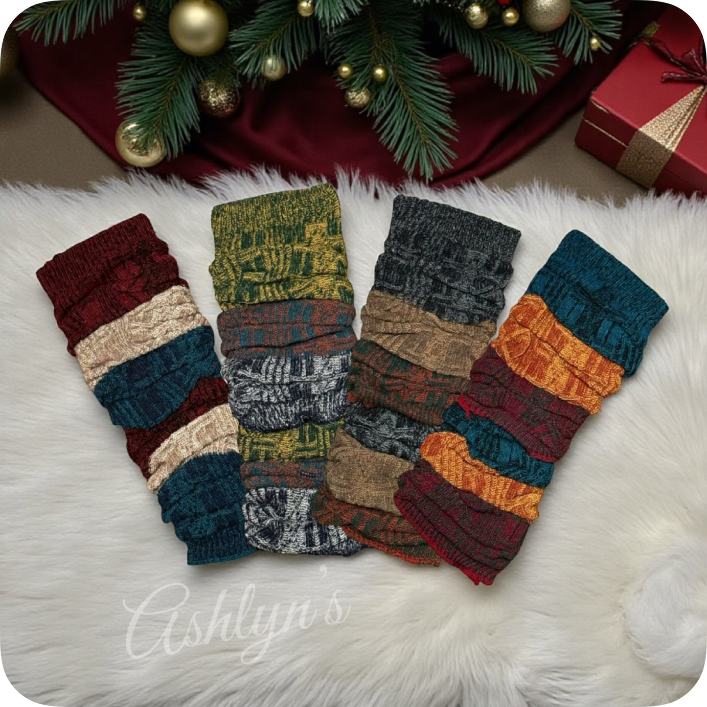 Toasty Warm Thick Knit Multi Colored Leg Warmers-Boot Toppers