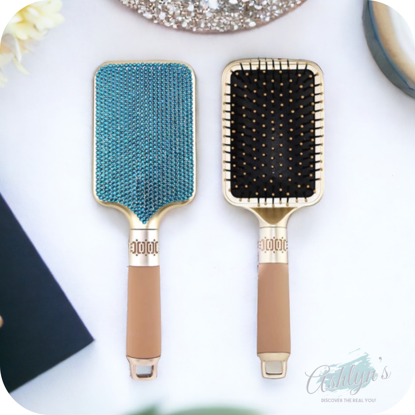 Rhinestone Heather Air Cushion Silicone Handle Brush