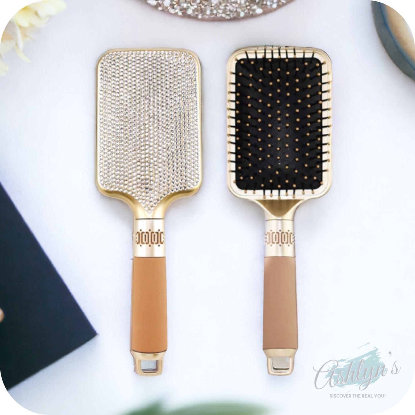 Rhinestone Heather Air Cushion Silicone Handle Brush
