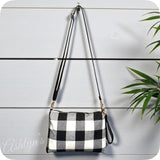 Black Buffalo Plaid Crossbody Bag-Satchel-Clutch-Purse-Checkered
