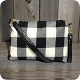 Black Buffalo Plaid Crossbody Bag-Satchel-Clutch-Purse-Checkered