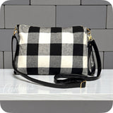 Black Buffalo Plaid Crossbody Bag-Satchel-Clutch-Purse-Checkered