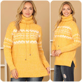 Cozy Me-Yellow Drawstring Turtleneck Sweater Top