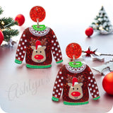 Ready for the Season-Reindeer Sweater Earrings