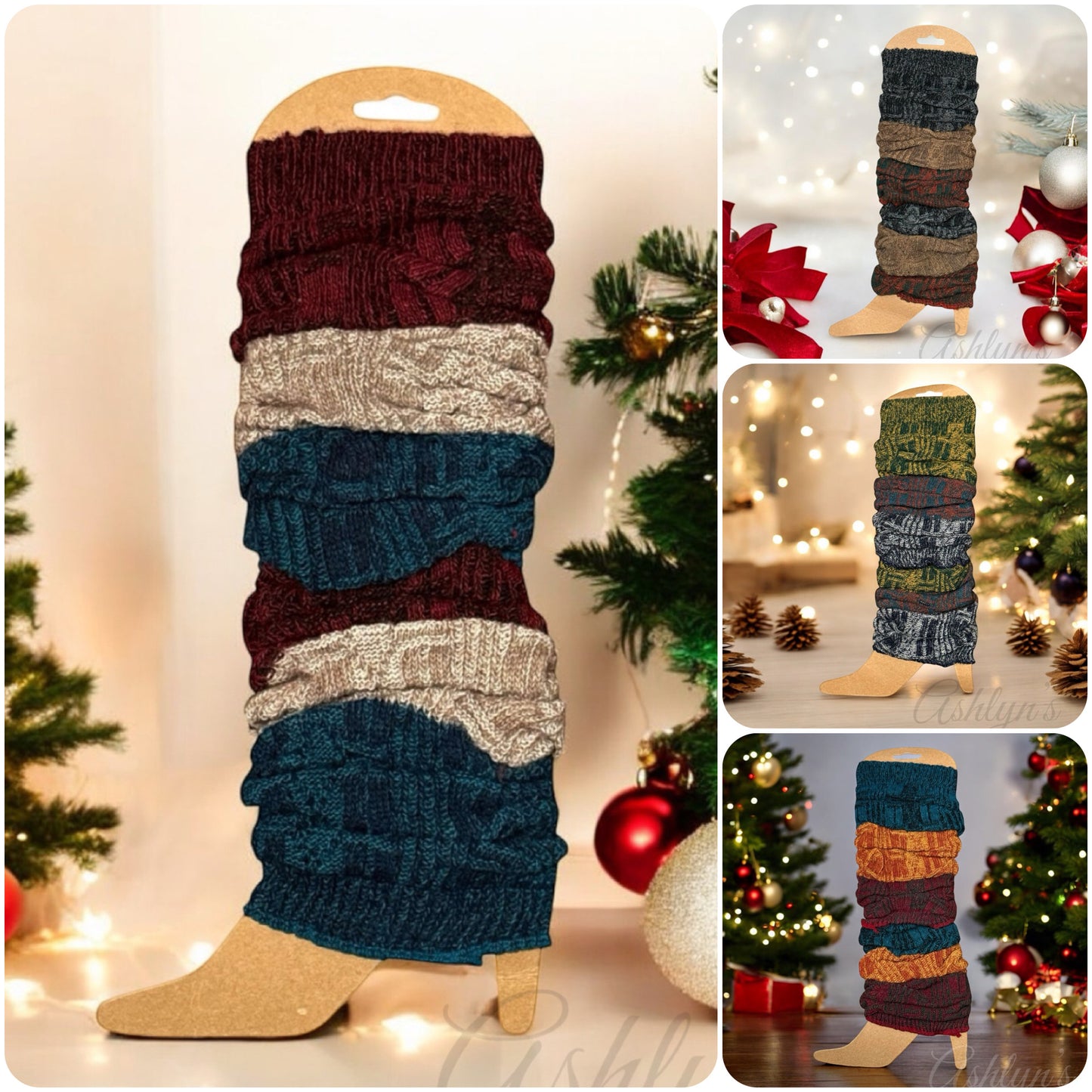 Toasty Warm Thick Knit Multi Colored Leg Warmers-Boot Toppers
