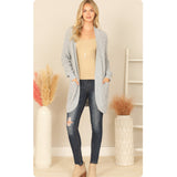 Cozy Open Front Lt Gray Cardigan