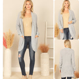 Cozy Open Front Lt Gray Cardigan