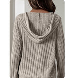 Cozy Time-Casually Classy Taupe Hooded Sweater Top