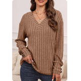 Cozy Cute Ribbed Knit Button Detail Sweater Top