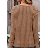 Cozy Cute Ribbed Knit Button Detail Sweater Top