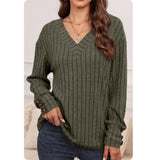 Cozy Cute Ribbed Knit Button Detail Sweater Top