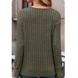 Cozy Cute Ribbed Knit Button Detail Sweater Top