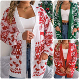 Holiday Time-Cozy Christmas Theme Cardigans with Side Pockets