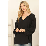 Ashlyn’s Casually Classy Notch V Neck Puff Sleeve Top