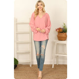 Ashlyn’s Casually Classy Notch V Neck Puff Sleeve Top