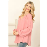 Ashlyn’s Casually Classy Notch V Neck Puff Sleeve Top