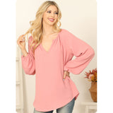 Ashlyn’s Casually Classy Notch V Neck Puff Sleeve Top