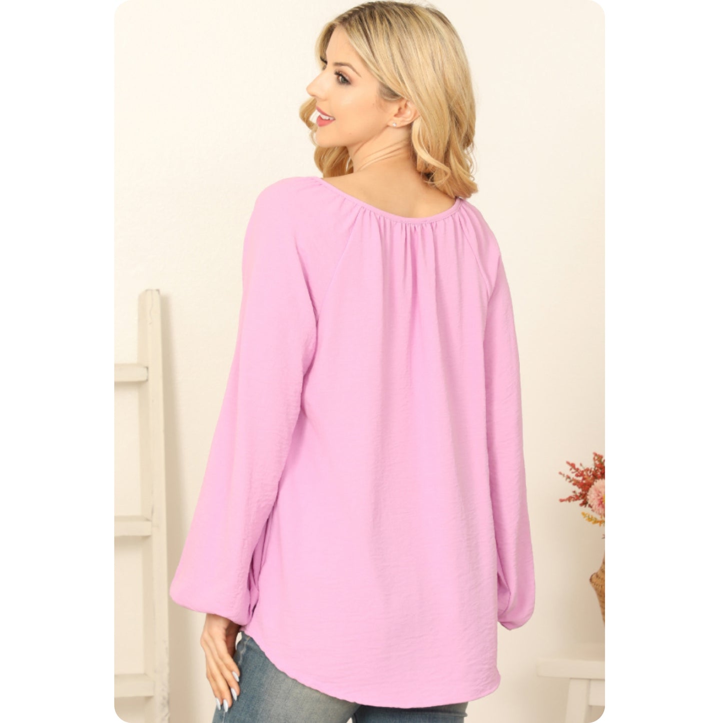 Ashlyn’s Casually Classy Notch V Neck Puff Sleeve Top