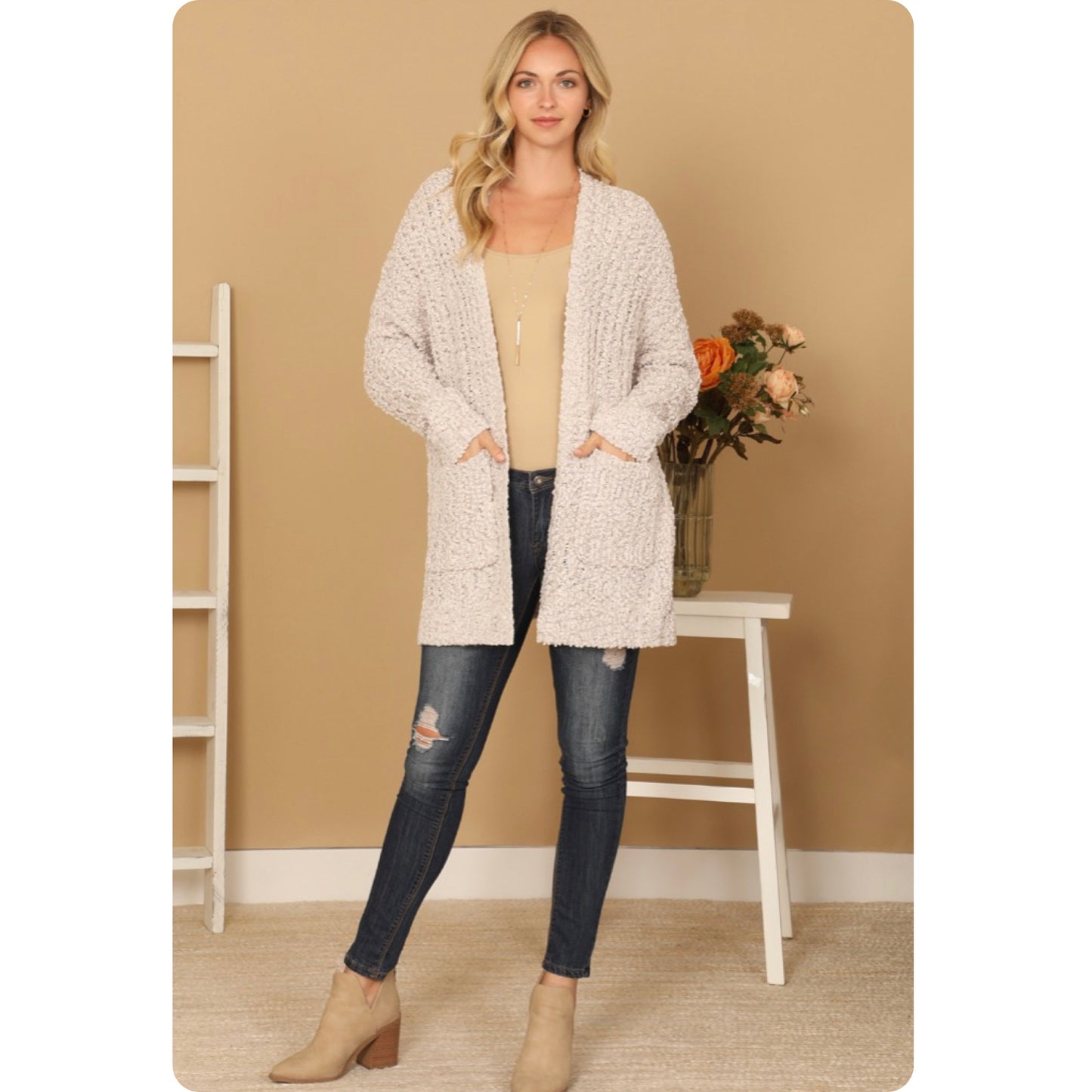 Open Front Cuddly Soft Sweater Cardigan with Pockets-Jacket-Outerwear