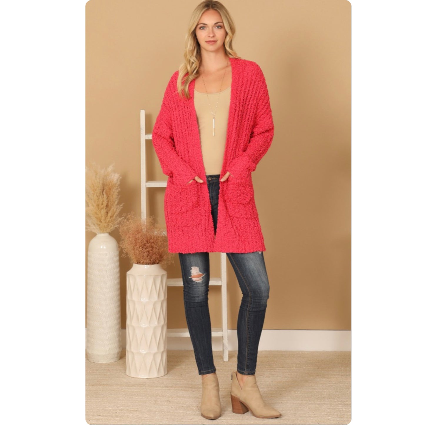 Open Front Cuddly Soft Sweater Cardigan with Pockets-Jacket-Outerwear