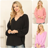 Ashlyn’s Casually Classy Notch V Neck Puff Sleeve Top