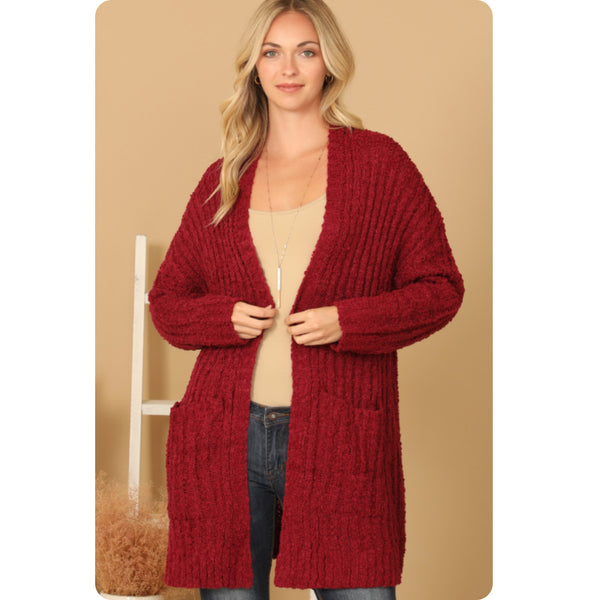 Open Front Cuddly Soft Sweater Cardigan with Pockets-Jacket-Outerwear