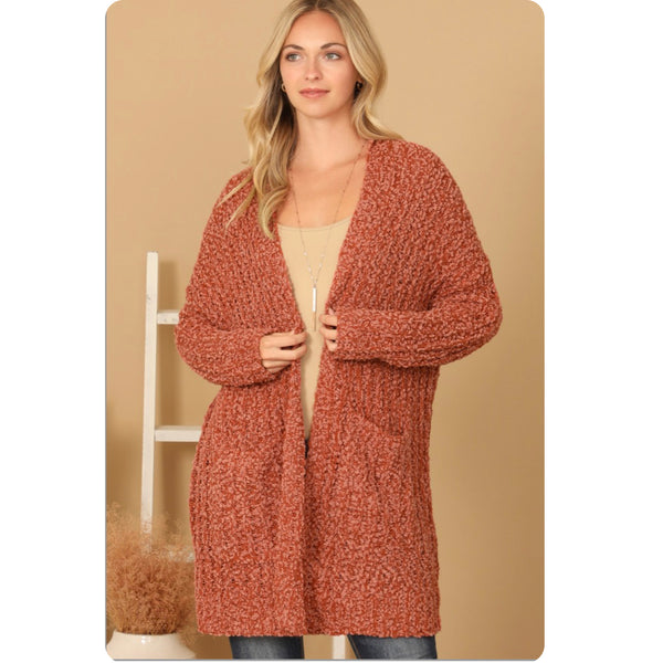 Open Front Cuddly Soft Sweater Cardigan with Pockets-Jacket-Outerwear