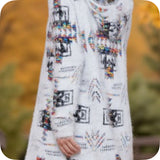 Fuzzy Ivory Aztec Multi Color Detail Hooded Cardigan-Sweater Duster