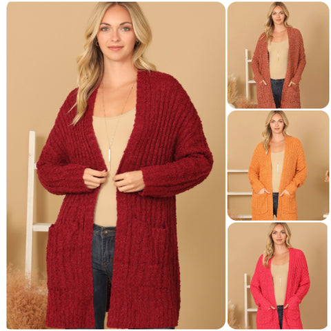 Open Front Cuddly Soft Sweater Cardigan with Pockets-Jacket-Outerwear