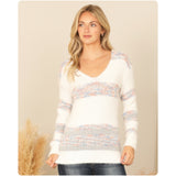 Ashlyn’s Silky Soft Ivory Pastel Striped Sweater Top