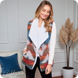 Hello Beautiful! Michelle W Sweater Vest Version Sherpa Lined Aztec Jacket-Coat-Tribal