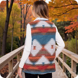 Hello Beautiful! Michelle W Sweater Vest Version Sherpa Lined Aztec Jacket-Coat-Tribal