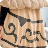 Classy Faux Fur Trim Layered Beige Coat-Sweater Poncho-Cape