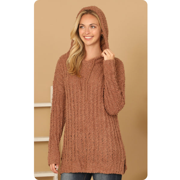 Ashlyn’s Cuddly Soft Popcorn Hooded Sweater-3 Colors