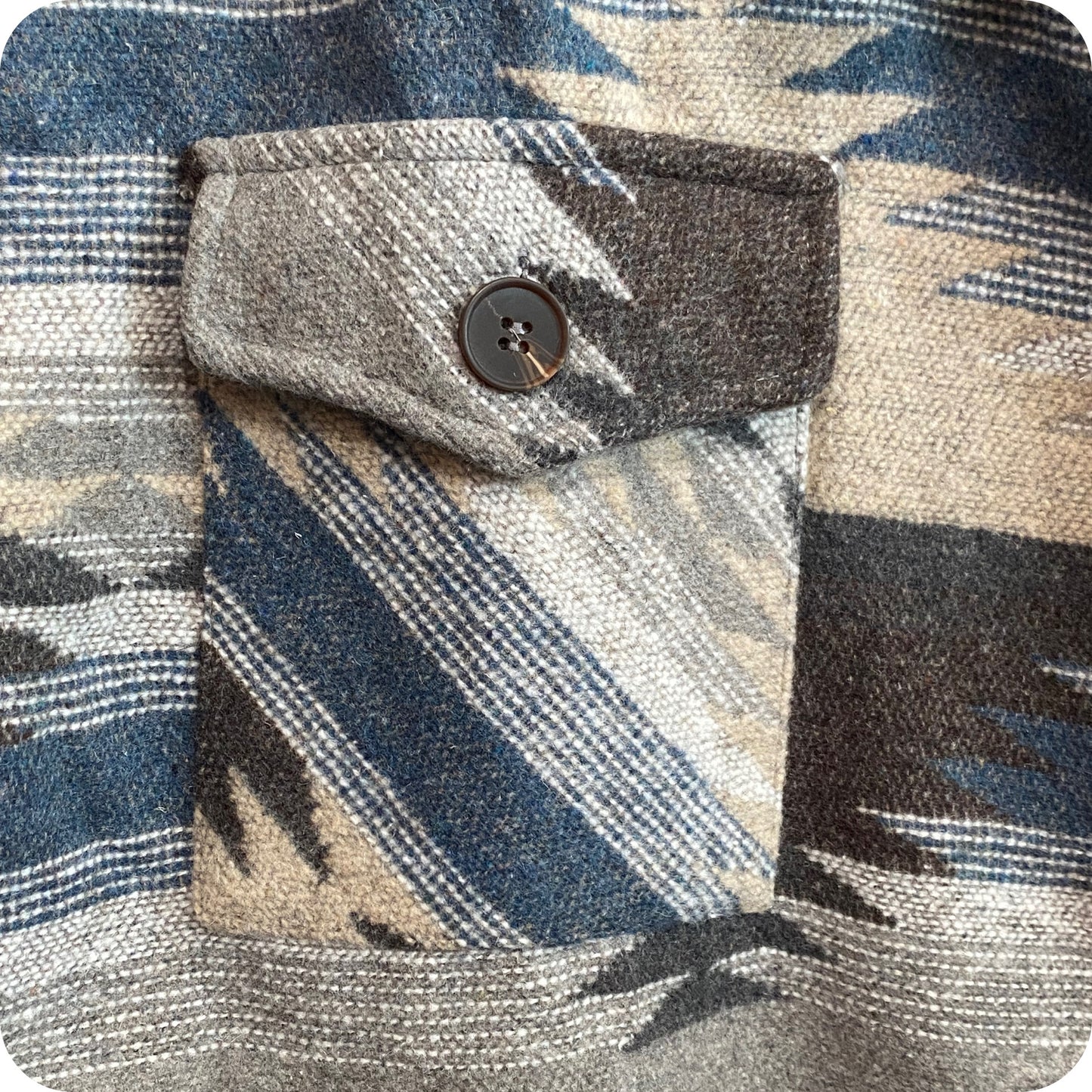 Hello Beautiful! Michelle W Khaki Blue Women’s Tribal-Aztec Print Jacket