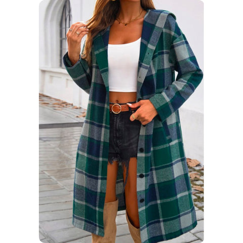 Ashlyn’s Casually Classy Green Plaid Hooded Jacket