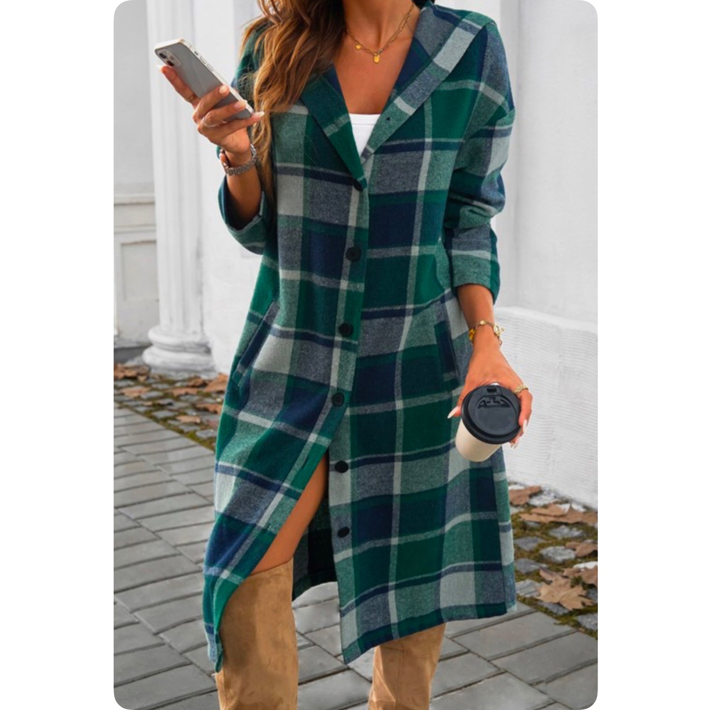 Ashlyn’s Casually Classy Green Plaid Hooded Jacket