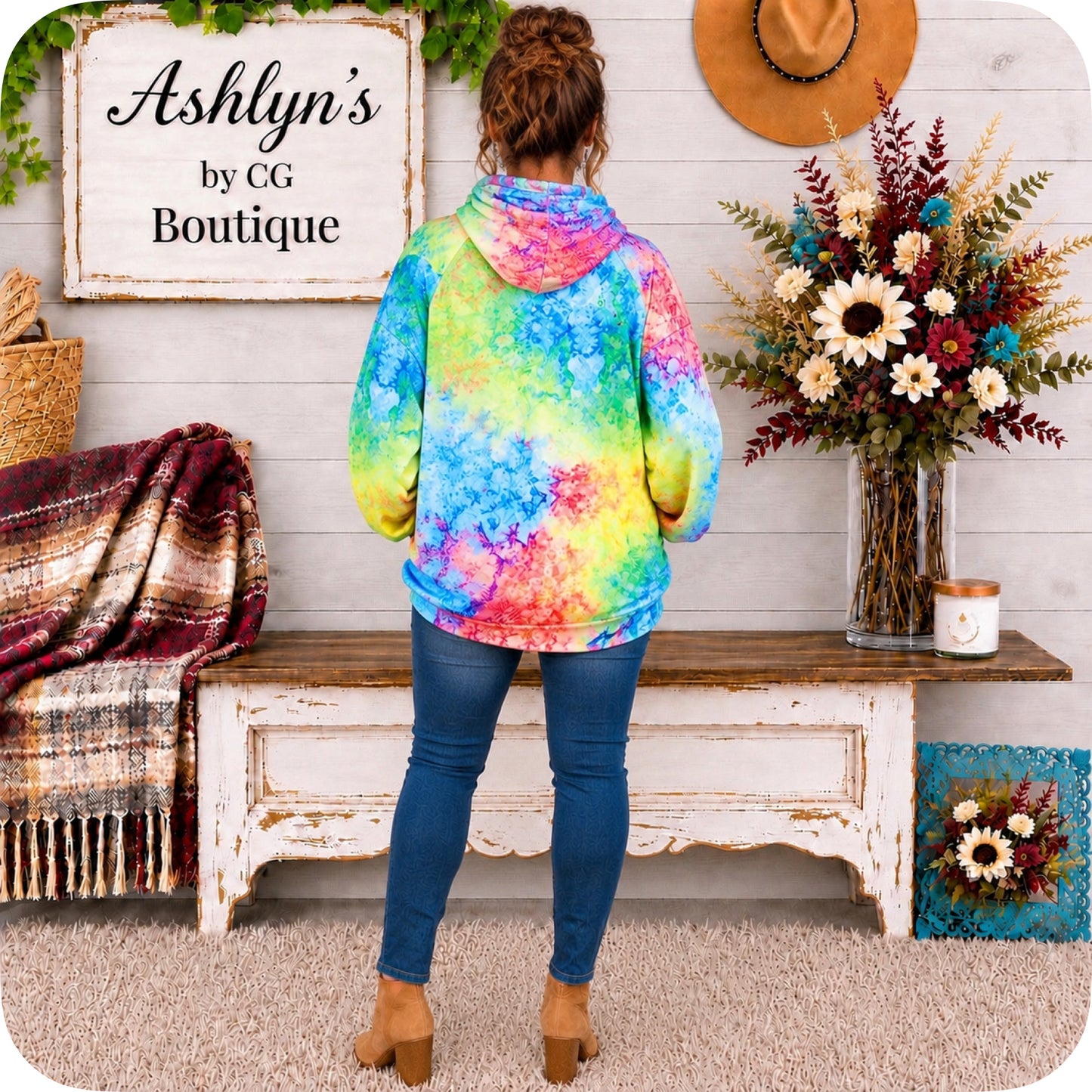 Color Me Happy Vibrant TieDye Kangaroo Pocket Hoodie