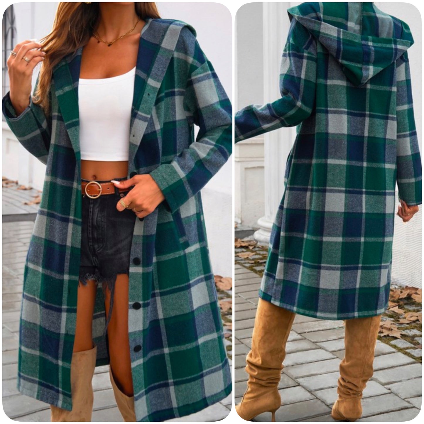 Ashlyn’s Casually Classy Green Plaid Hooded Jacket