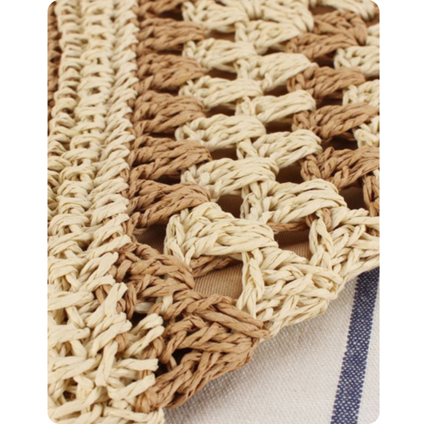 Tan Woven Straw Bucket Bag-Hobo Bag-Purse