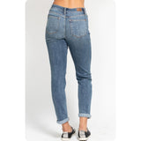 Judy Blue “Cozy Days” High Rise Bleach Splash Boyfriend Jeans