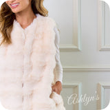 Cozy Quilted Plush Faux Fur Puffy Ivory Vest-Jacket