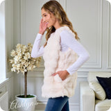 Cozy Quilted Plush Faux Fur Puffy Ivory Vest-Jacket