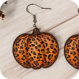 Adorable Orange and Leopard Print Pumpkin Earrings