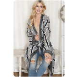 Casually Classy Diamond Pattern Tie Waist Cardigan-Kimono