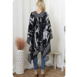 Casually Classy Geo Print Black Gray Kimono-Open Front Shawl-Wrap