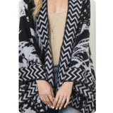 Casually Classy Geo Print Black Gray Kimono-Open Front Shawl-Wrap