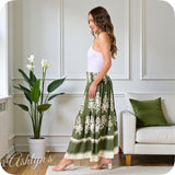 Casually Classy Olive Ivory Boho Midi Skirt-Maxi