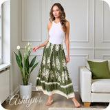 Casually Classy Olive Ivory Boho Midi Skirt-Maxi